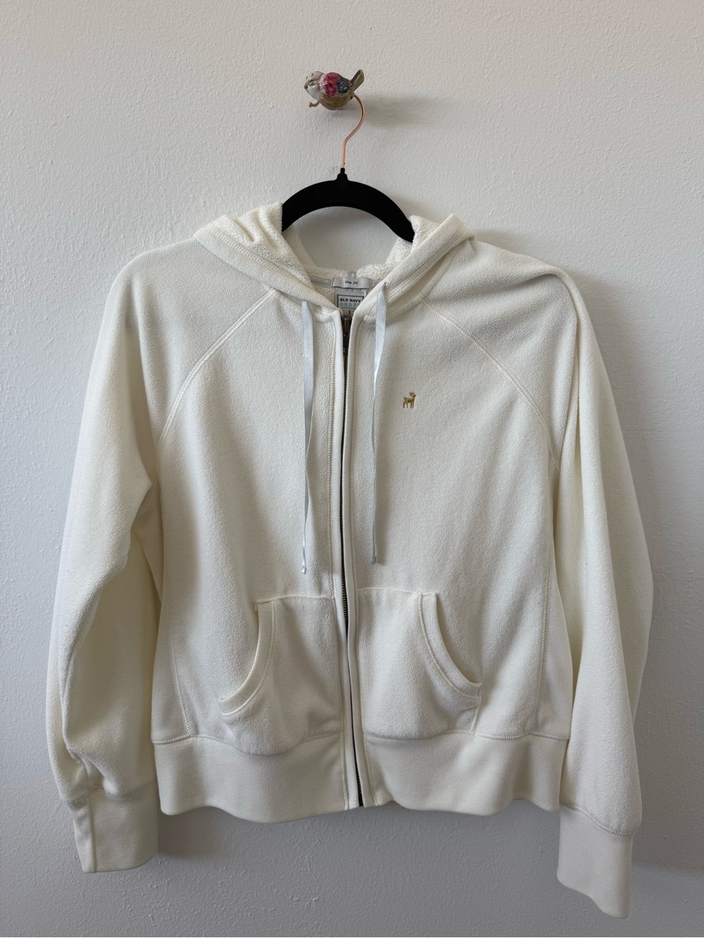 Old Navy Cream Zip-Front Hooded Jacket